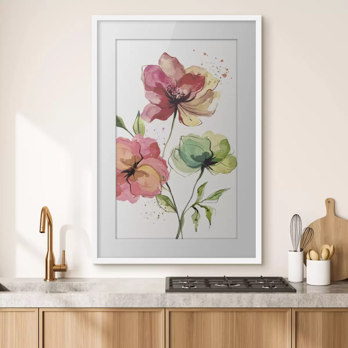 Poster Fleurs aquarelles avec des touches de peinture f39769