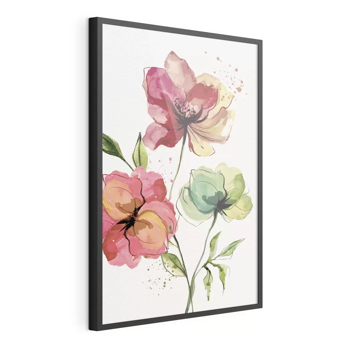 Poster Fleurs aquarelles avec des touches de peinture f39769