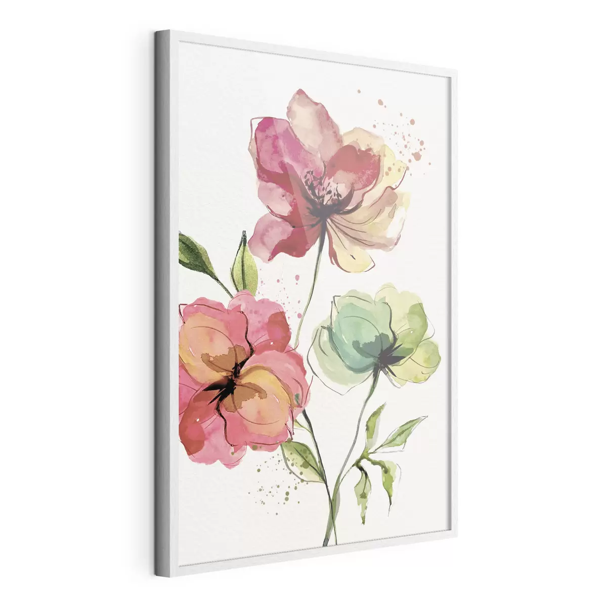 Poster Fleurs aquarelles avec des touches de peinture f39769