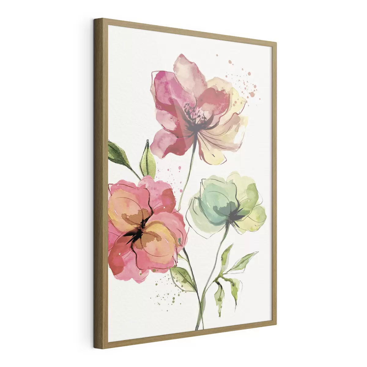 Poster Fleurs aquarelles avec des touches de peinture f39769