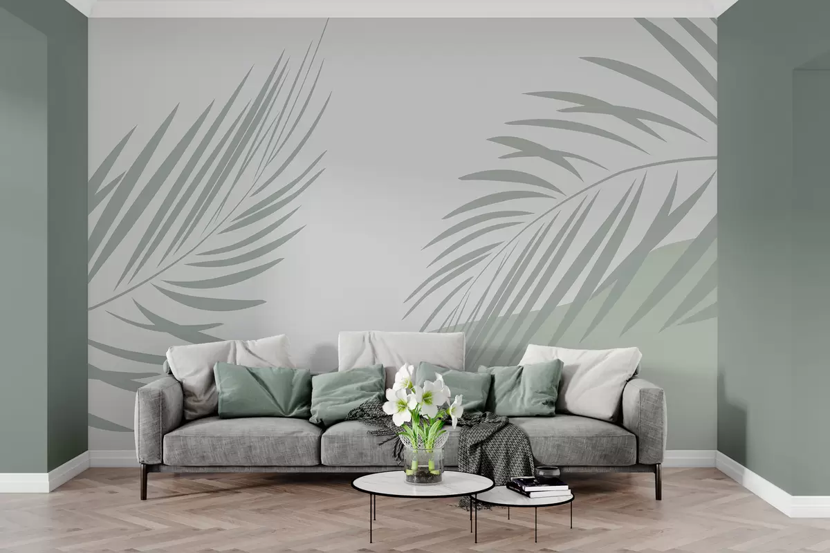 Papier peint Feuilles tropicales sur fond clair w08016