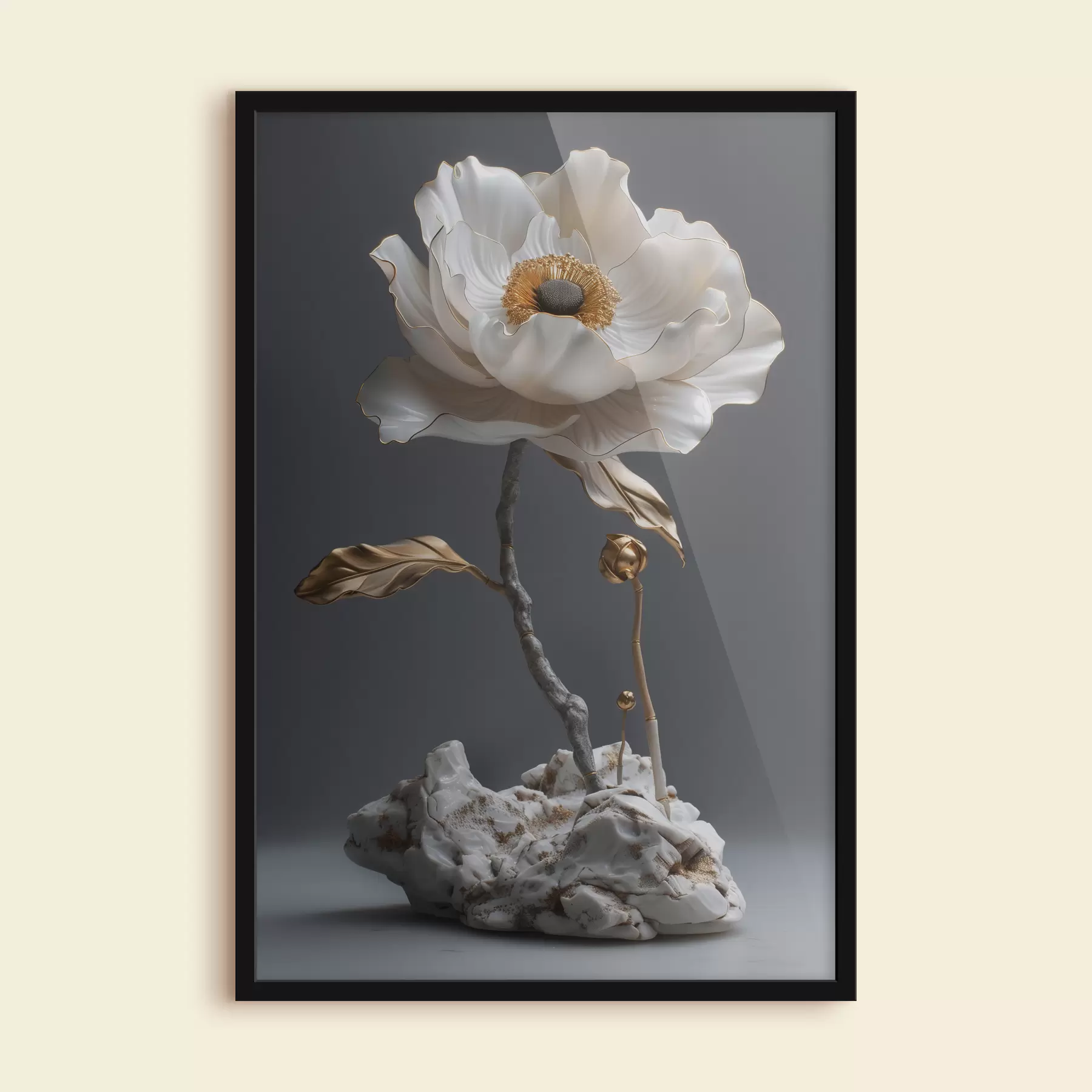 Papier peint Lotus blanc gracieux fleurissant de pierre f39765