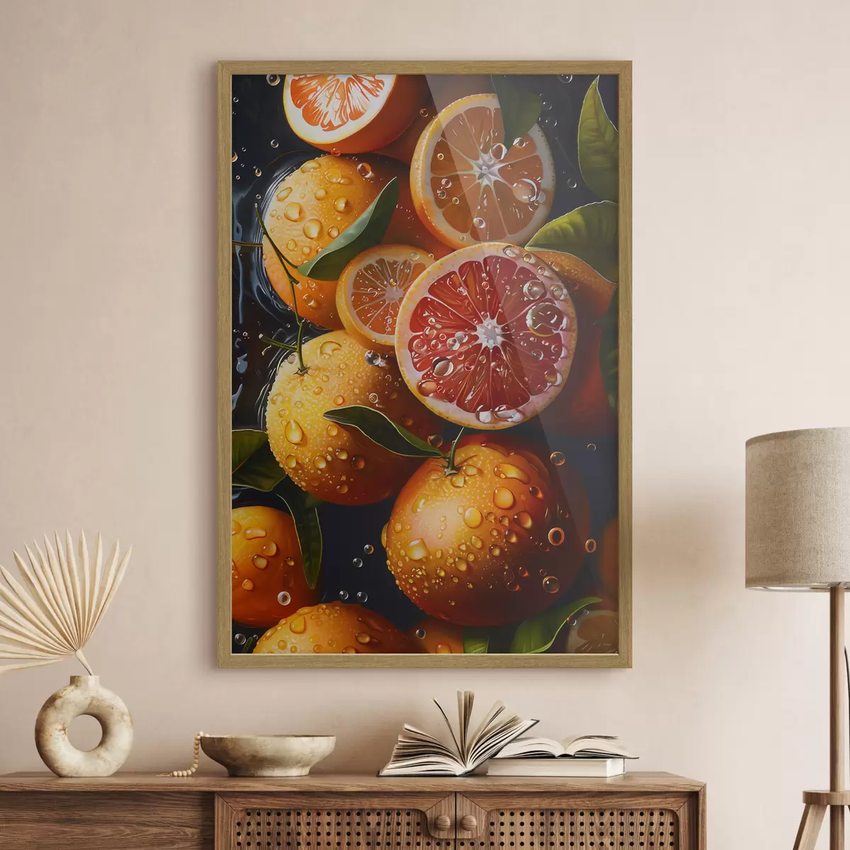 Poster Oranges et pamplemousses sur fond sombre f39238