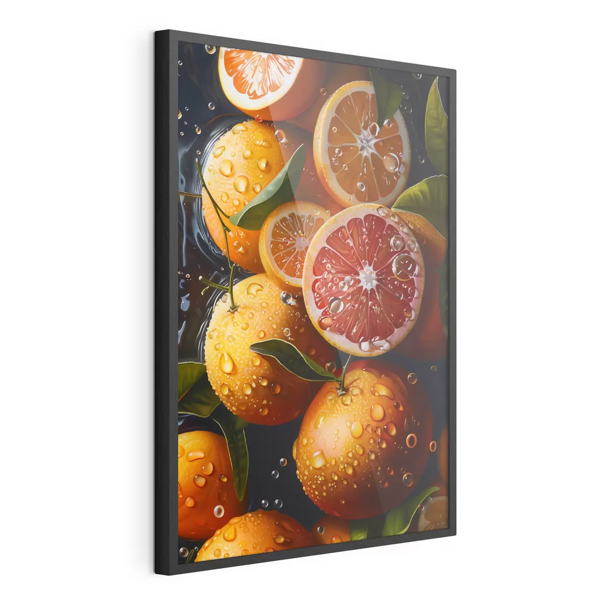 Poster Oranges et pamplemousses sur fond sombre f39238