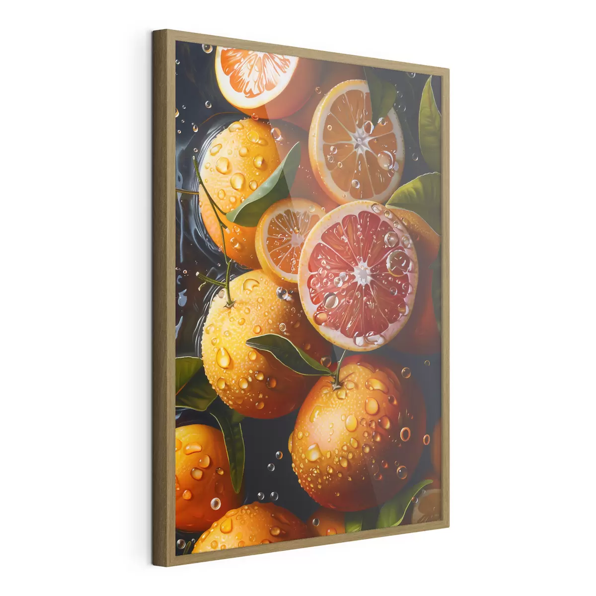 Poster Oranges et pamplemousses sur fond sombre f39238