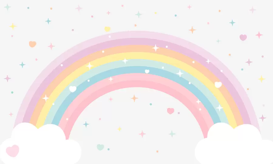 Papier peint Arc-en-ciel coloré avec étoiles et coeurs de style scandinave w08109