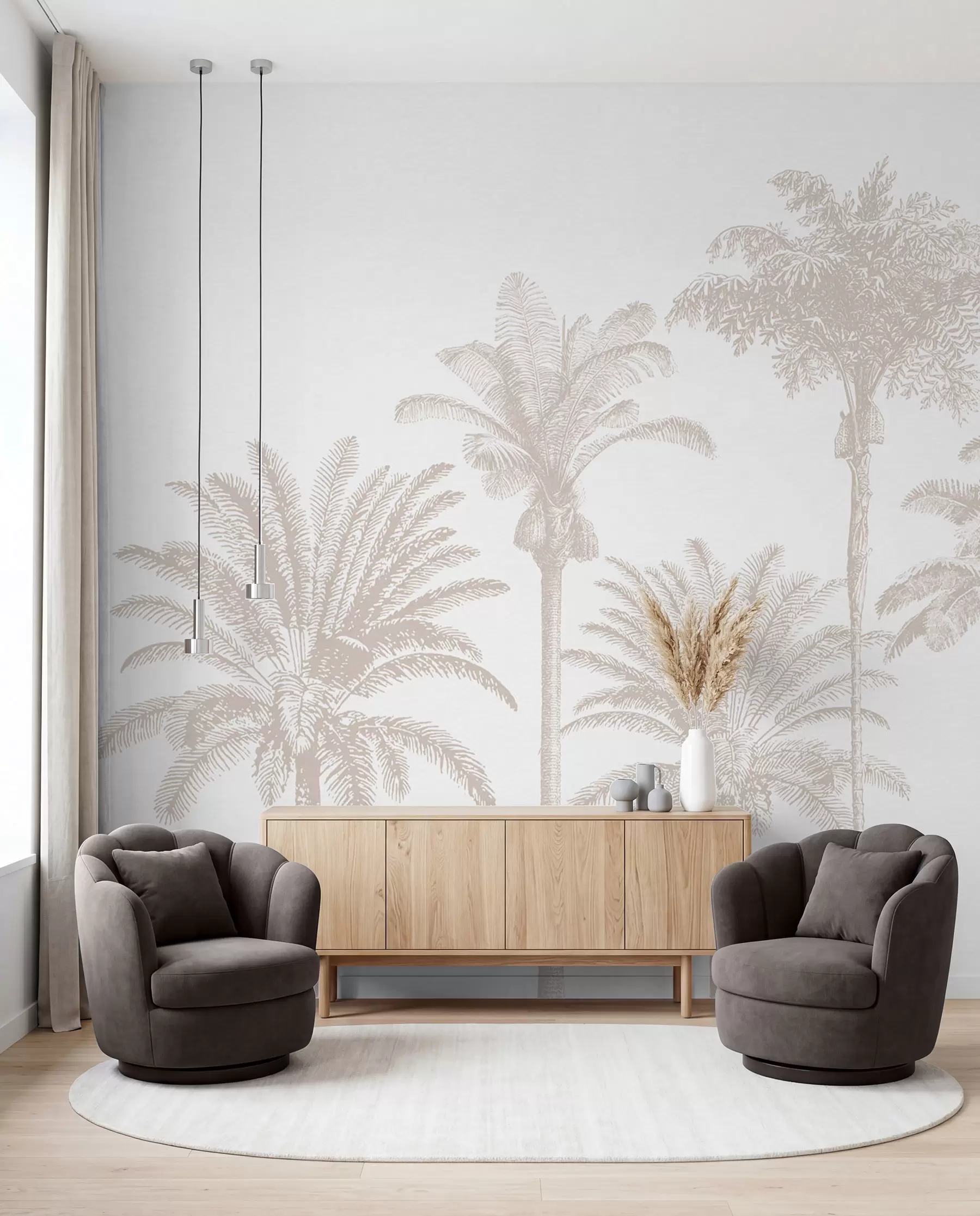 Papier peint Oasis de palmiers tropicaux minime w08111