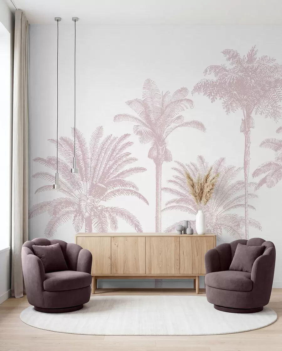 Papier peint Palmeraie en rose w08111v1