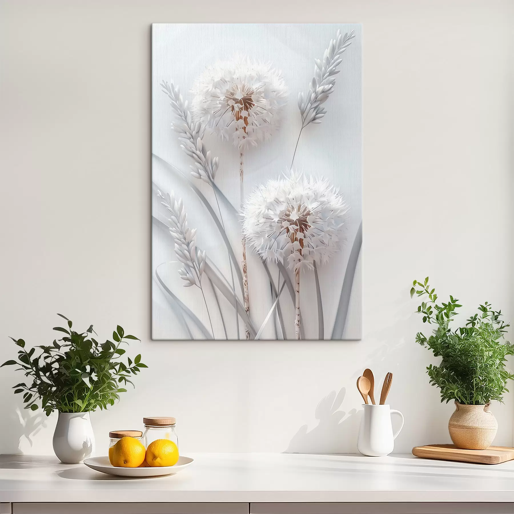 Tableau Pissenlits sur fond clair s39787