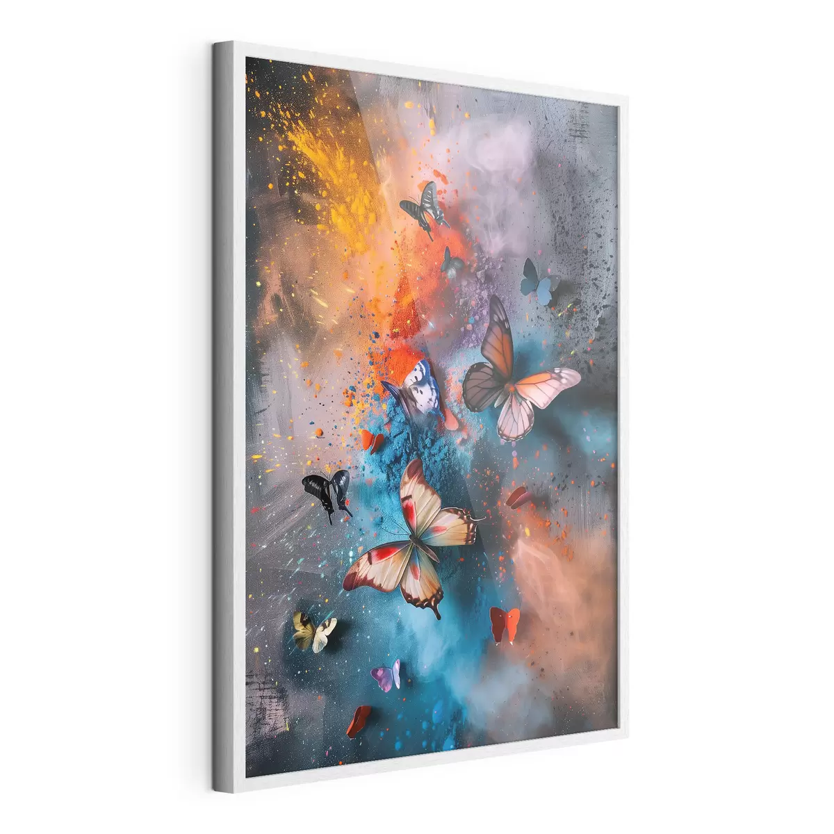 Poster Papillons sur fond de touches de peinture f39803
