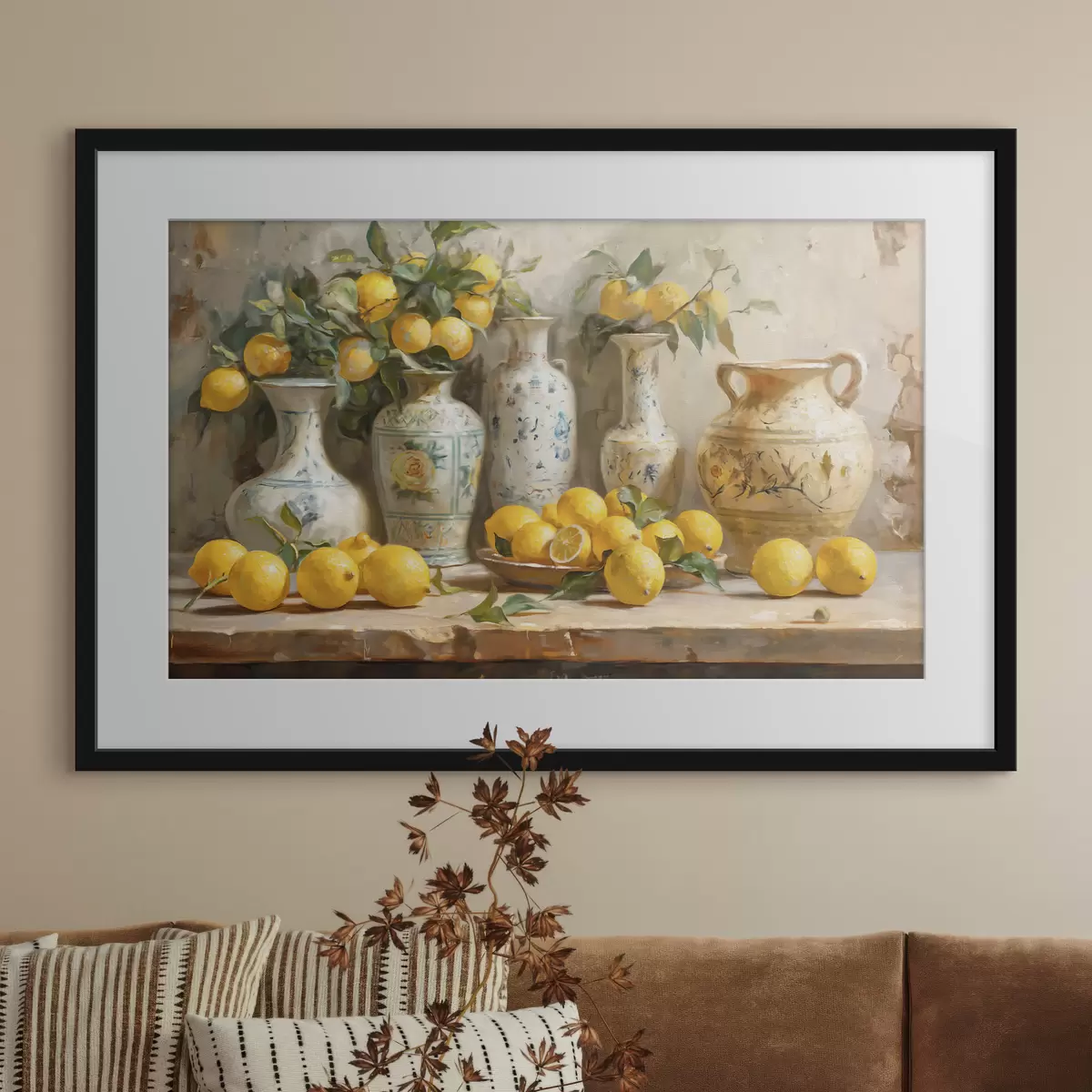 Poster Citrons et vases vintage sur la table f39833