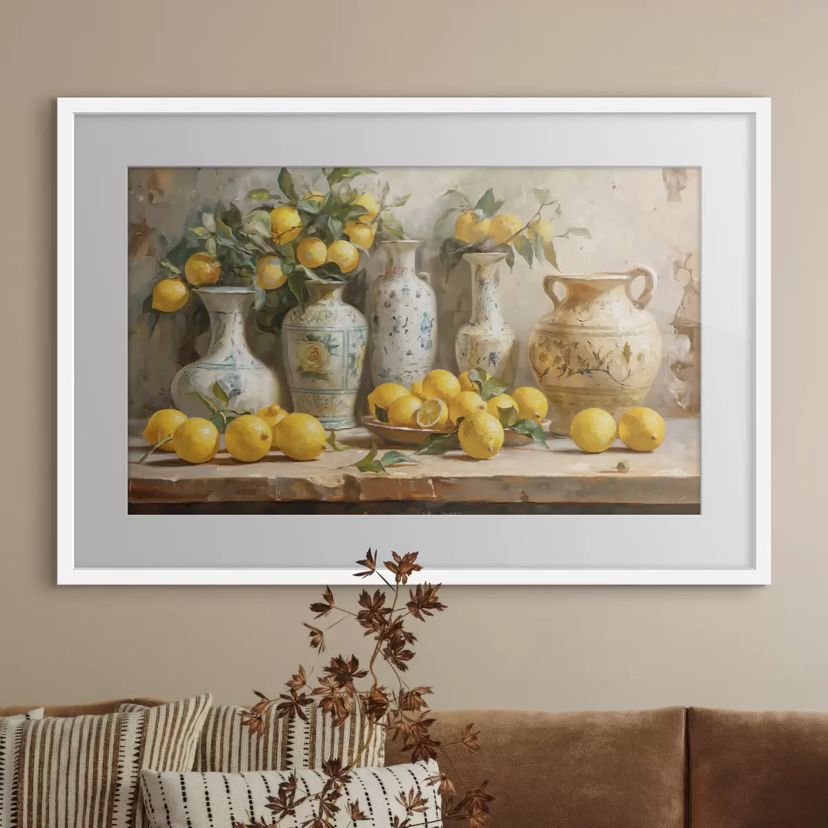 Poster Citrons et vases vintage sur la table f39833