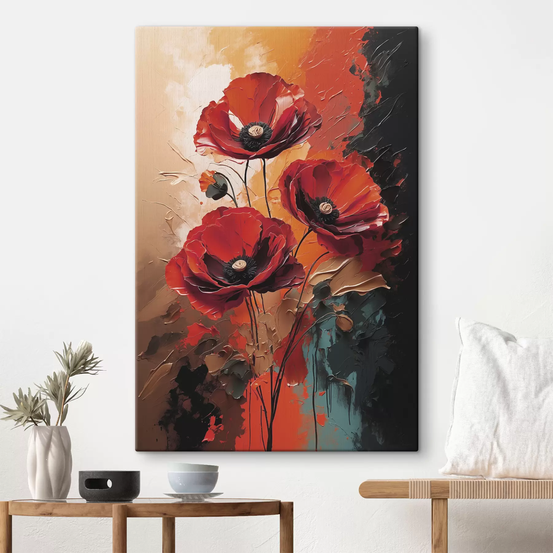 Papier peint Coquelicots sur fond abstrait s39845