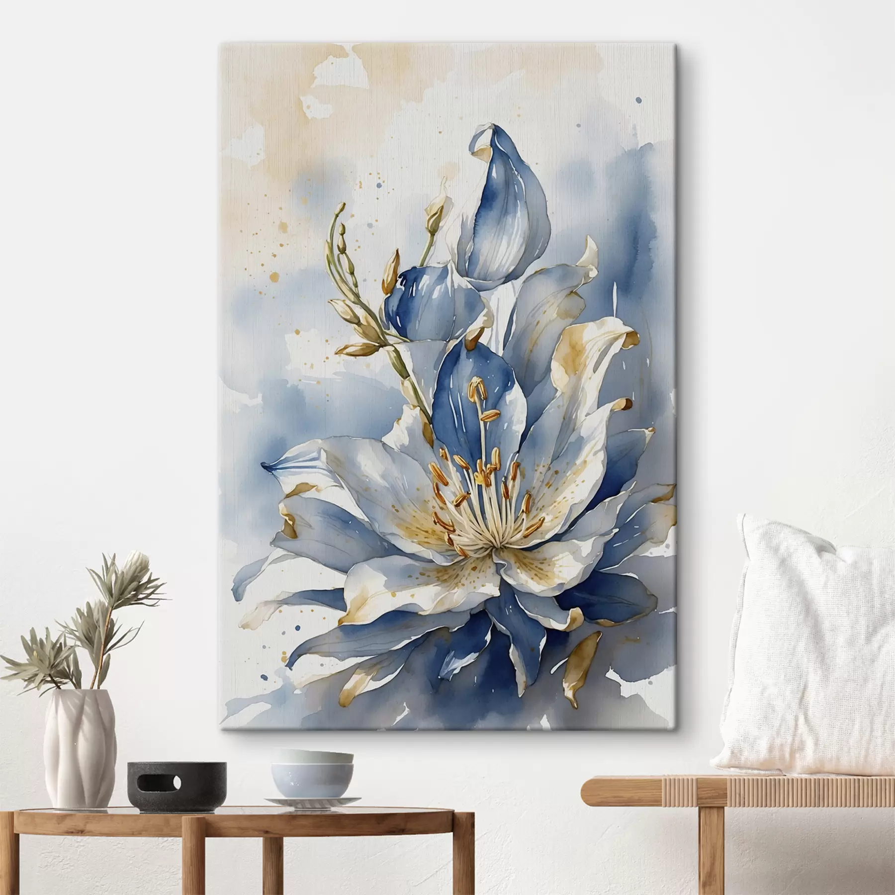 Papier peint Lys bleu à l'aquarelle s39872
