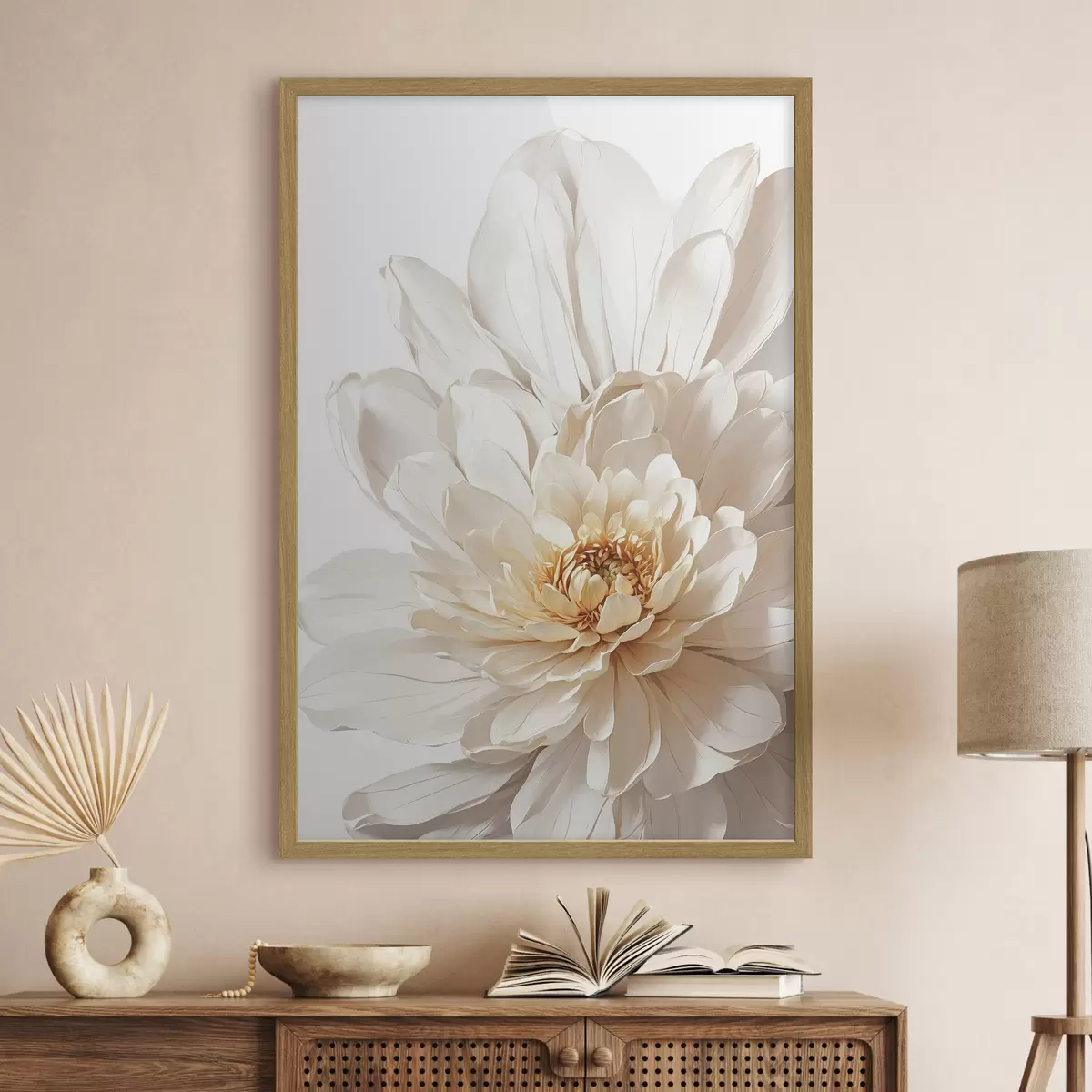 Poster Gros plan d'une fleur blanche sur fond blanc f39857