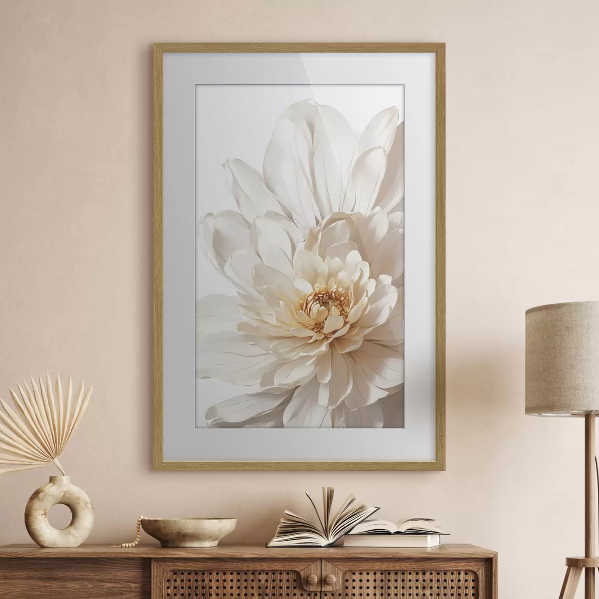 Poster Gros plan d'une fleur blanche sur fond blanc f39857