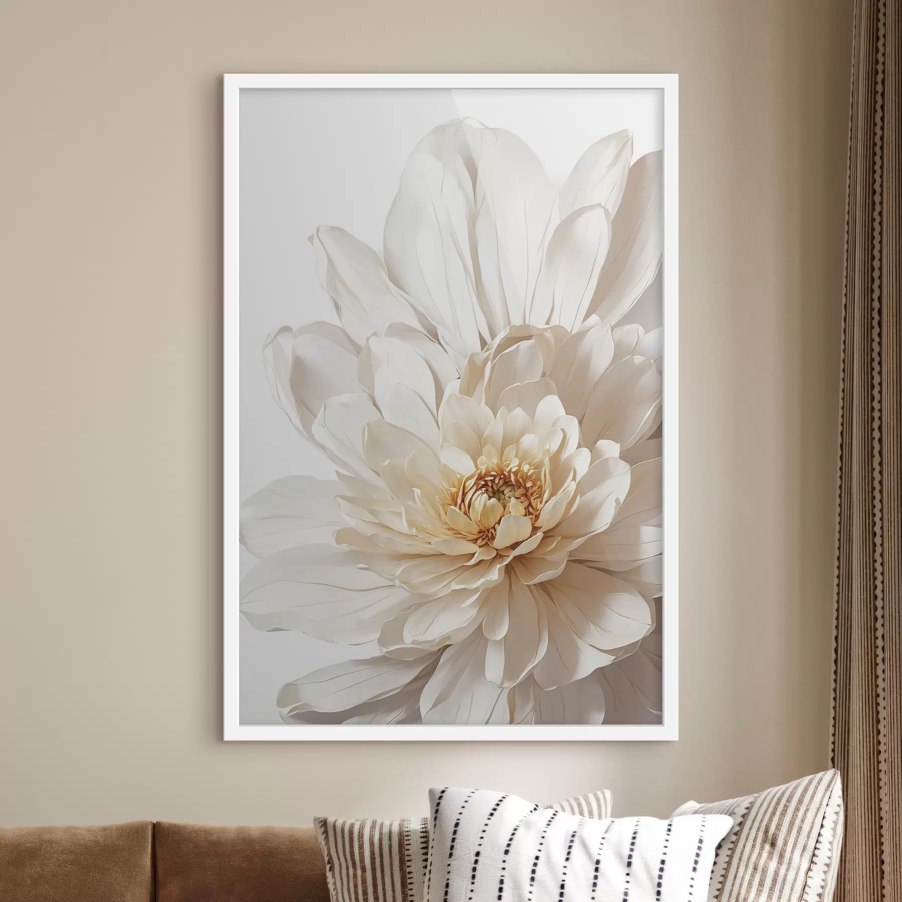 Papier peint Gros plan d'une fleur blanche sur fond blanc f39857