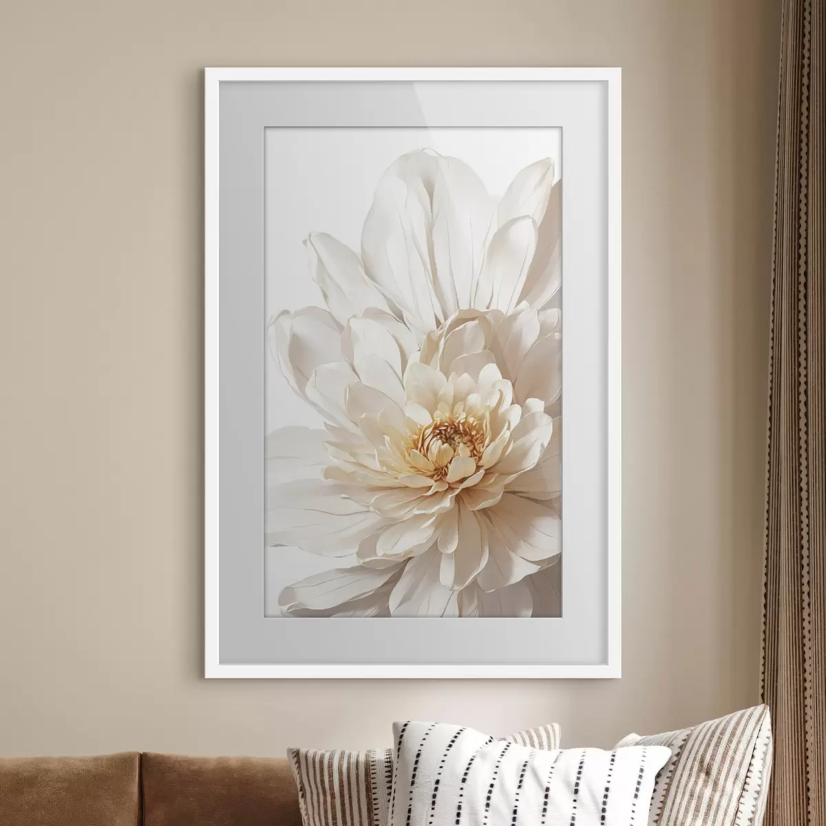 Poster Gros plan d'une fleur blanche sur fond blanc f39857
