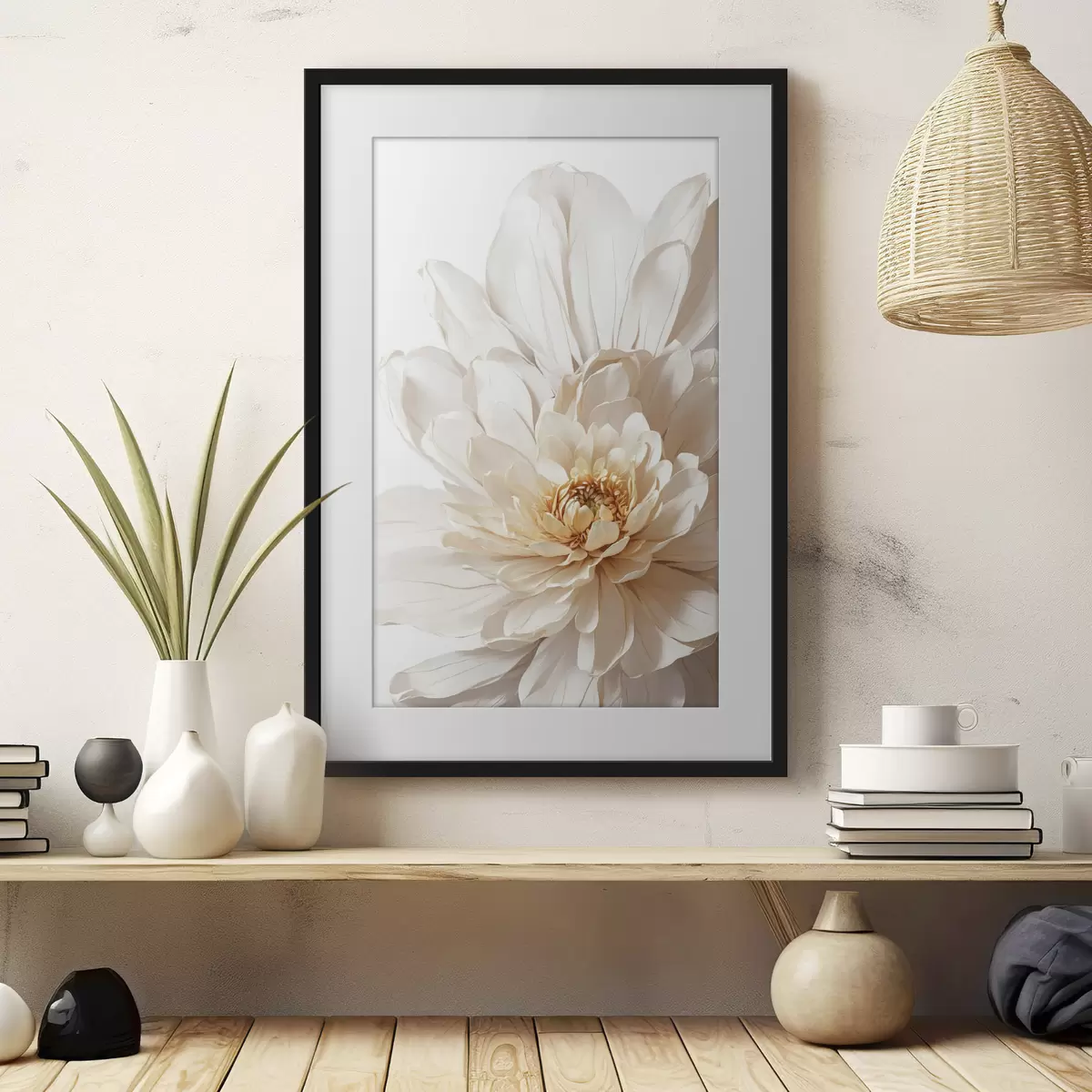 Poster Gros plan d'une fleur blanche sur fond blanc f39857