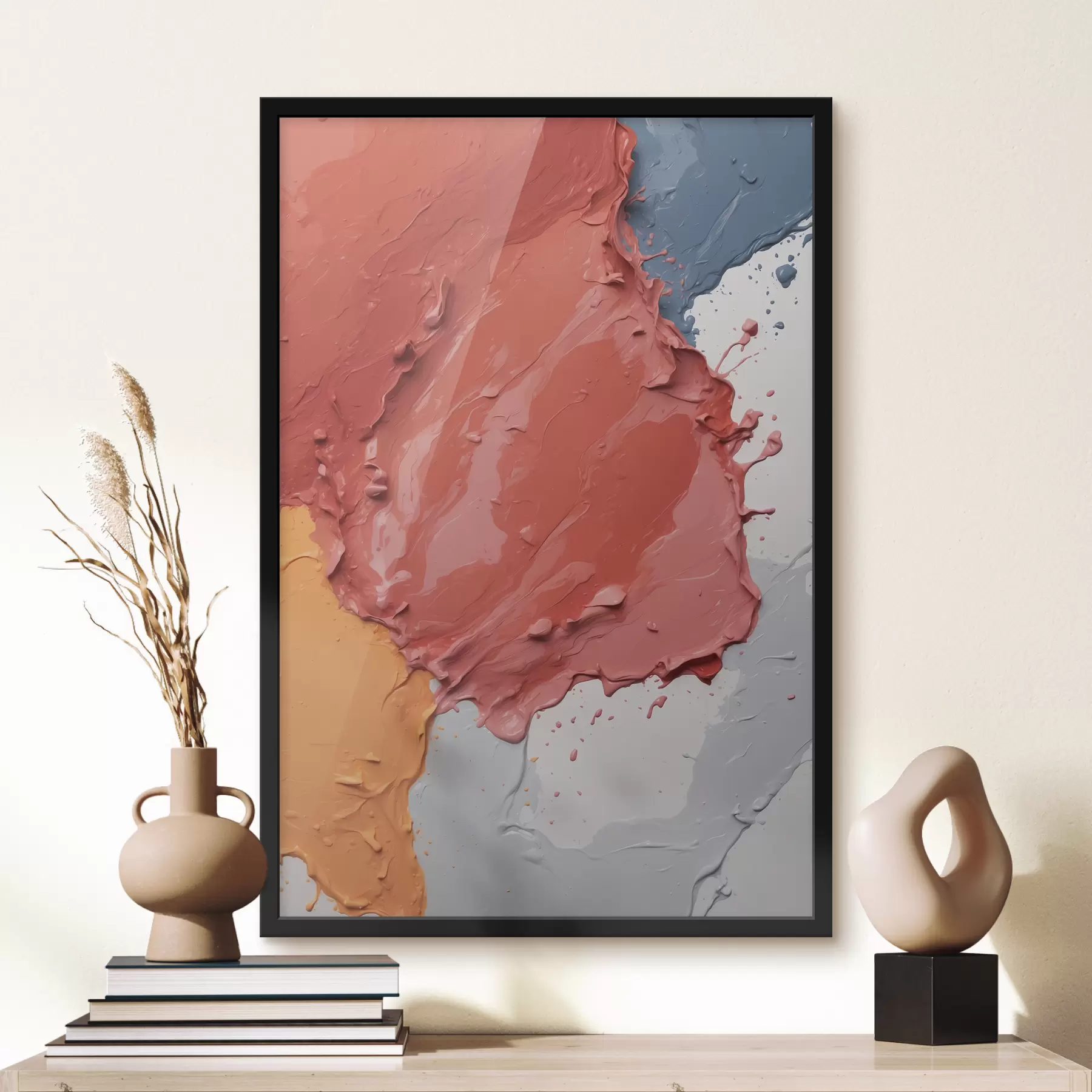Papier peint Peinture abstraite aux couleurs rouge, bleu, blanc f39868