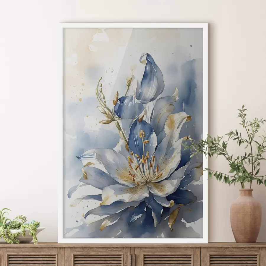 Papier peint Lys bleu à l'aquarelle f39872