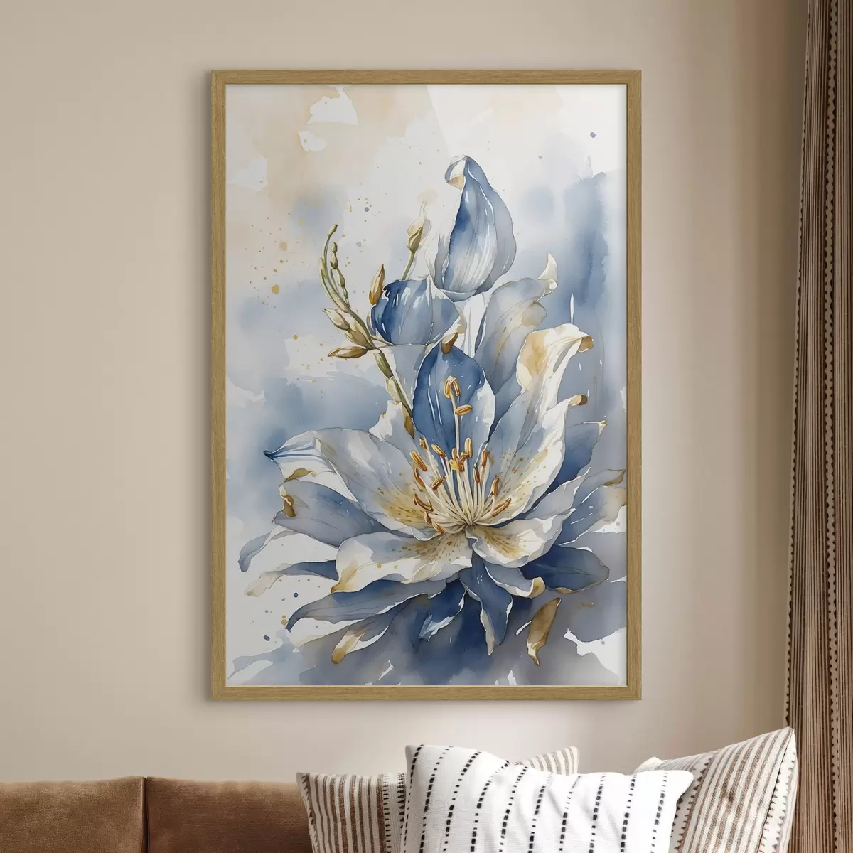 Poster Lys bleu à l'aquarelle f39872