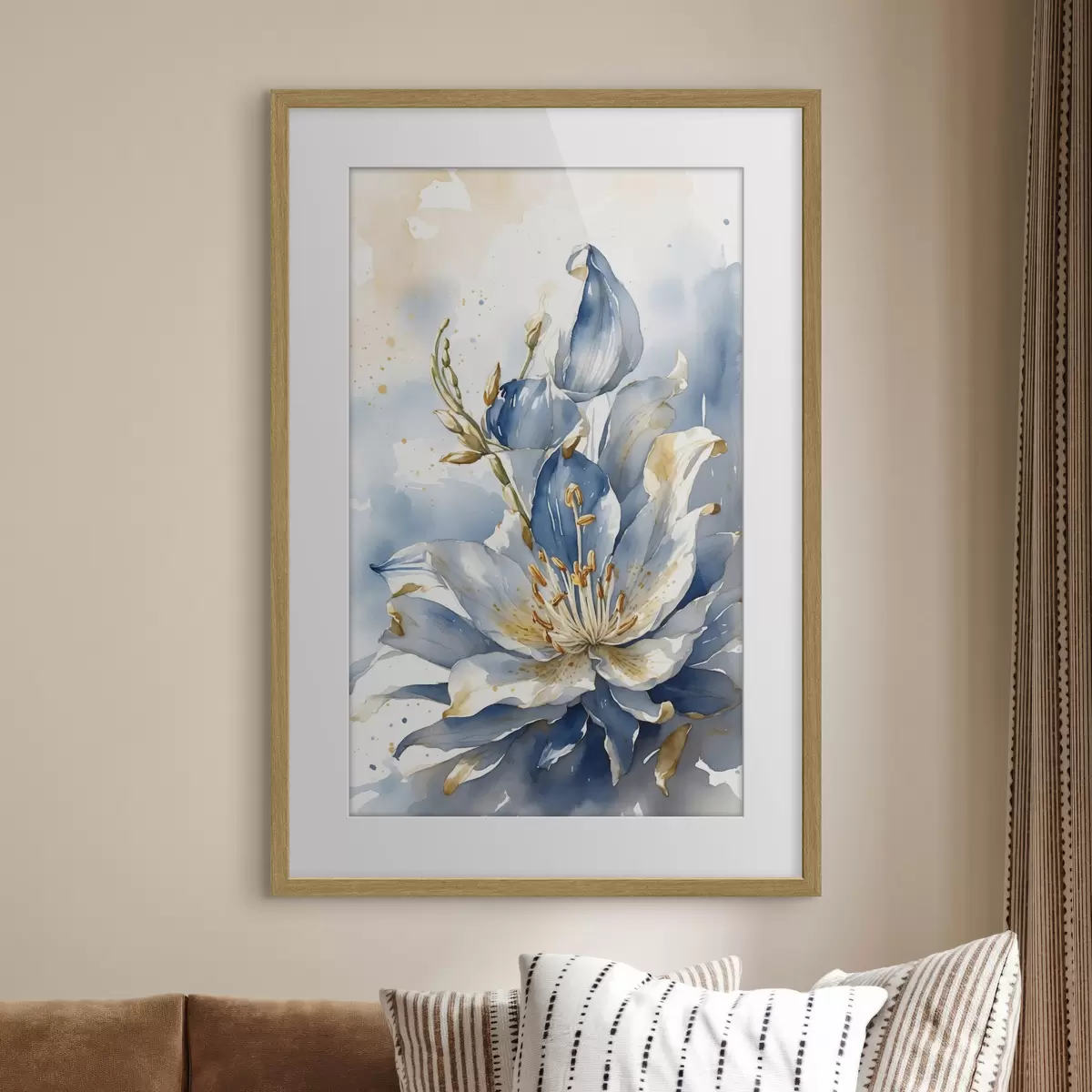 Poster Lys bleu à l'aquarelle f39872