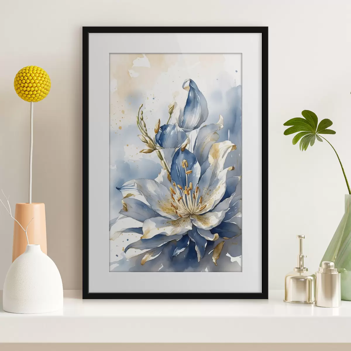 Poster Lys bleu à l'aquarelle f39872