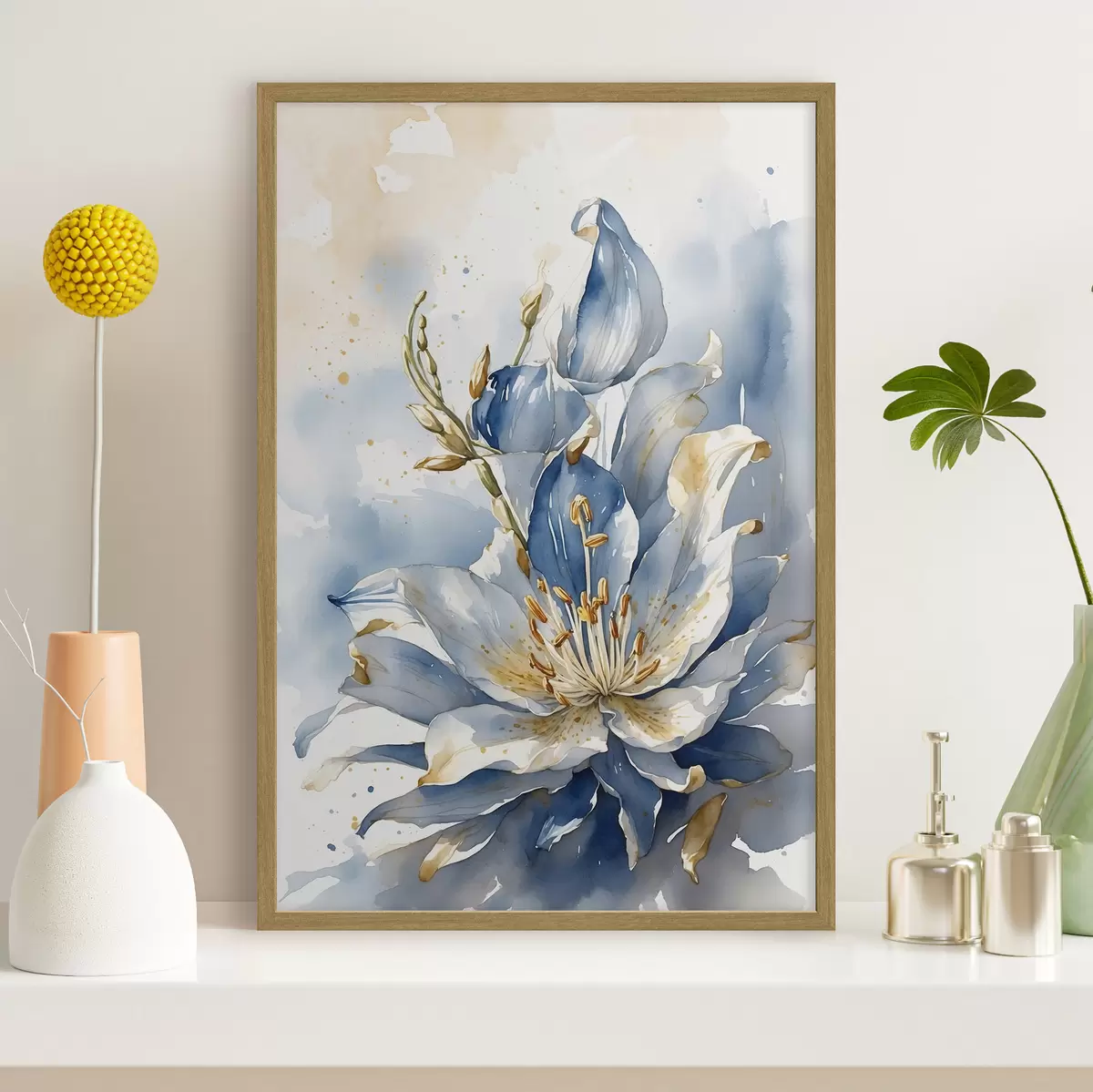 Poster Lys bleu à l'aquarelle f39872