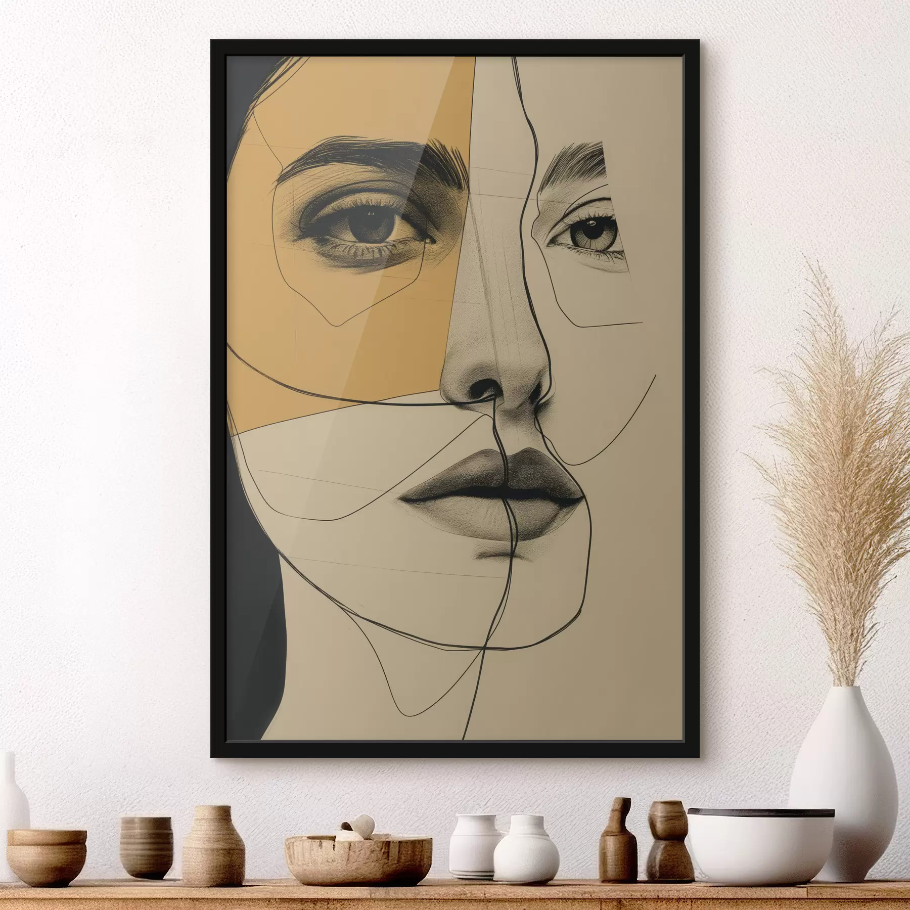 Papier peint Lignes, crayon, abstraction, antique, fille f39963