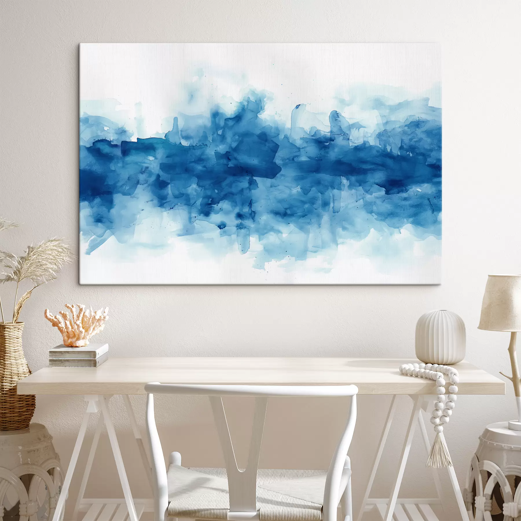 Tableau Aquarelle, taches, bleu s39954