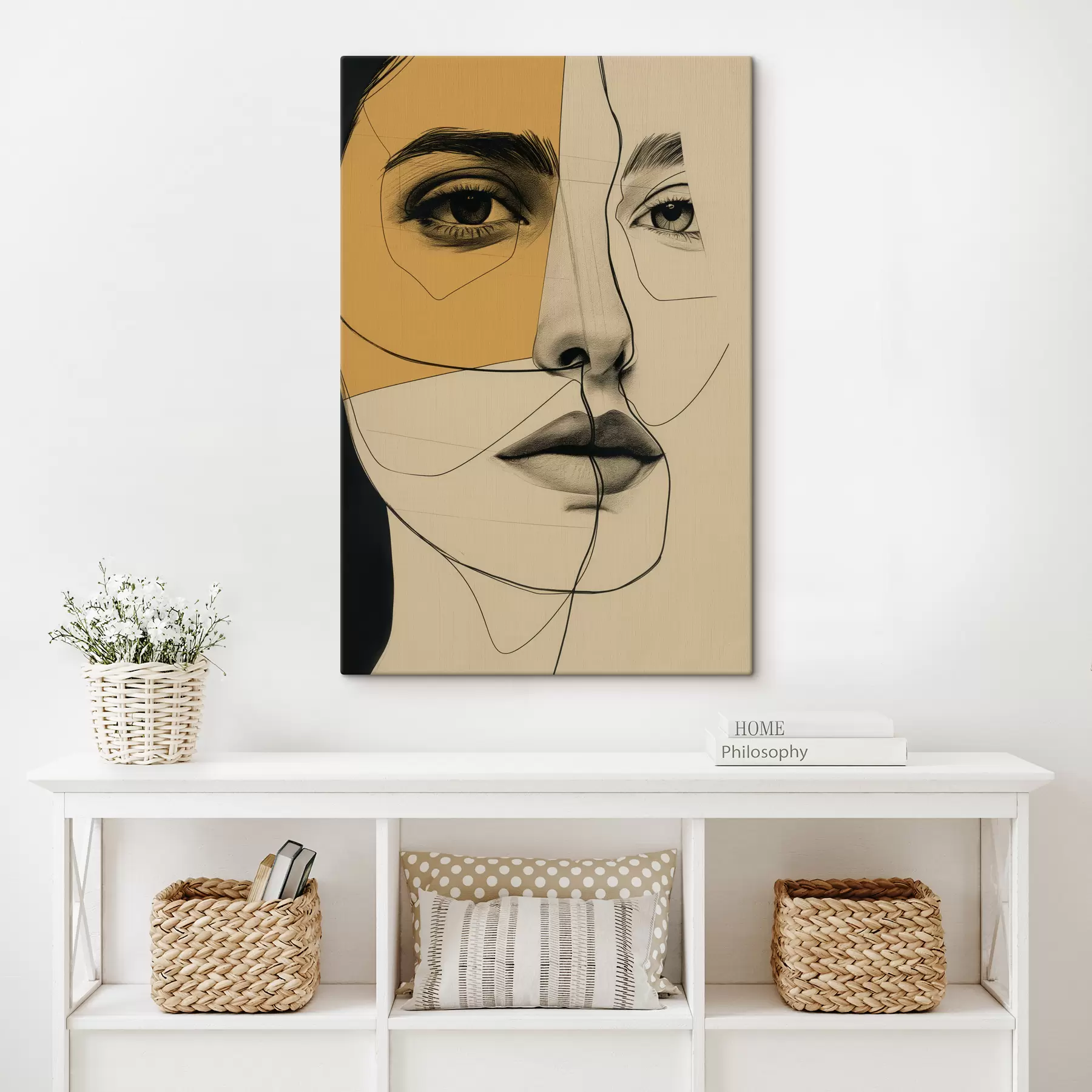 Tableau Lignes, crayon, abstraction, antique, fille s39963
