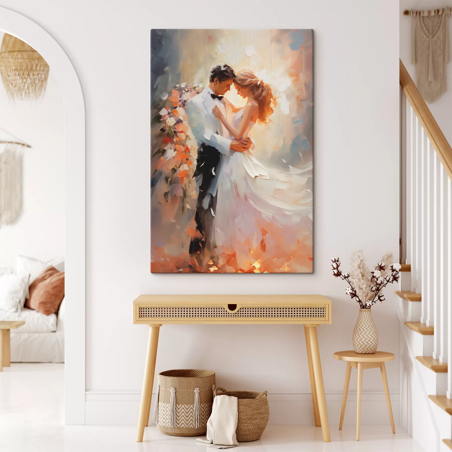 Tableau Peinture à l'huile de mariés et de mariées dansant s39925