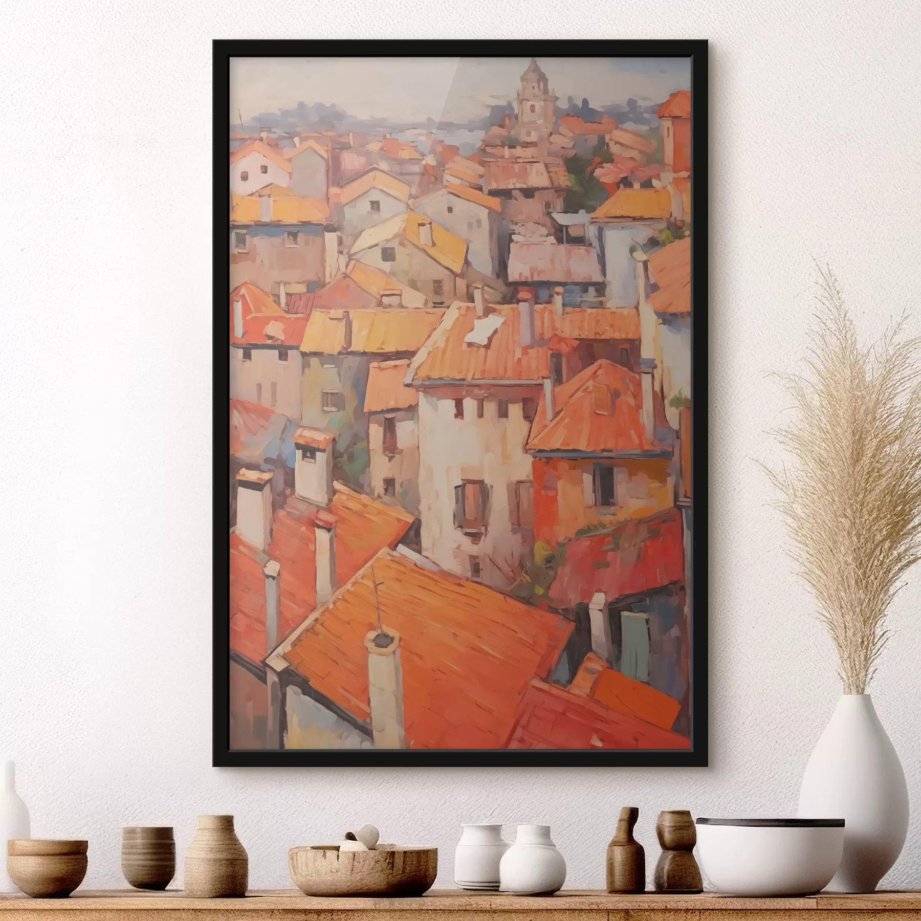 Tableau Peinture à l'huile de maisons de village italiennes f39924