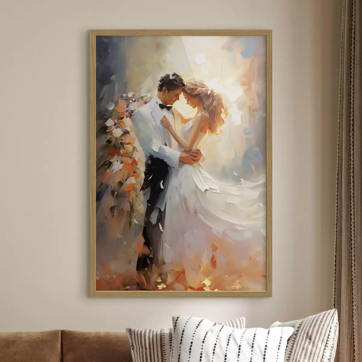 Poster Peinture à l'huile de mariés et de mariées dansant f39925