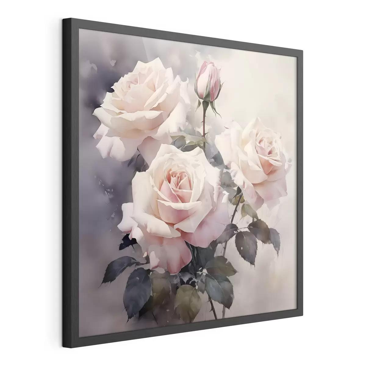 Poster Roses blanches et roses sur un fond aquarelle foncé f39927