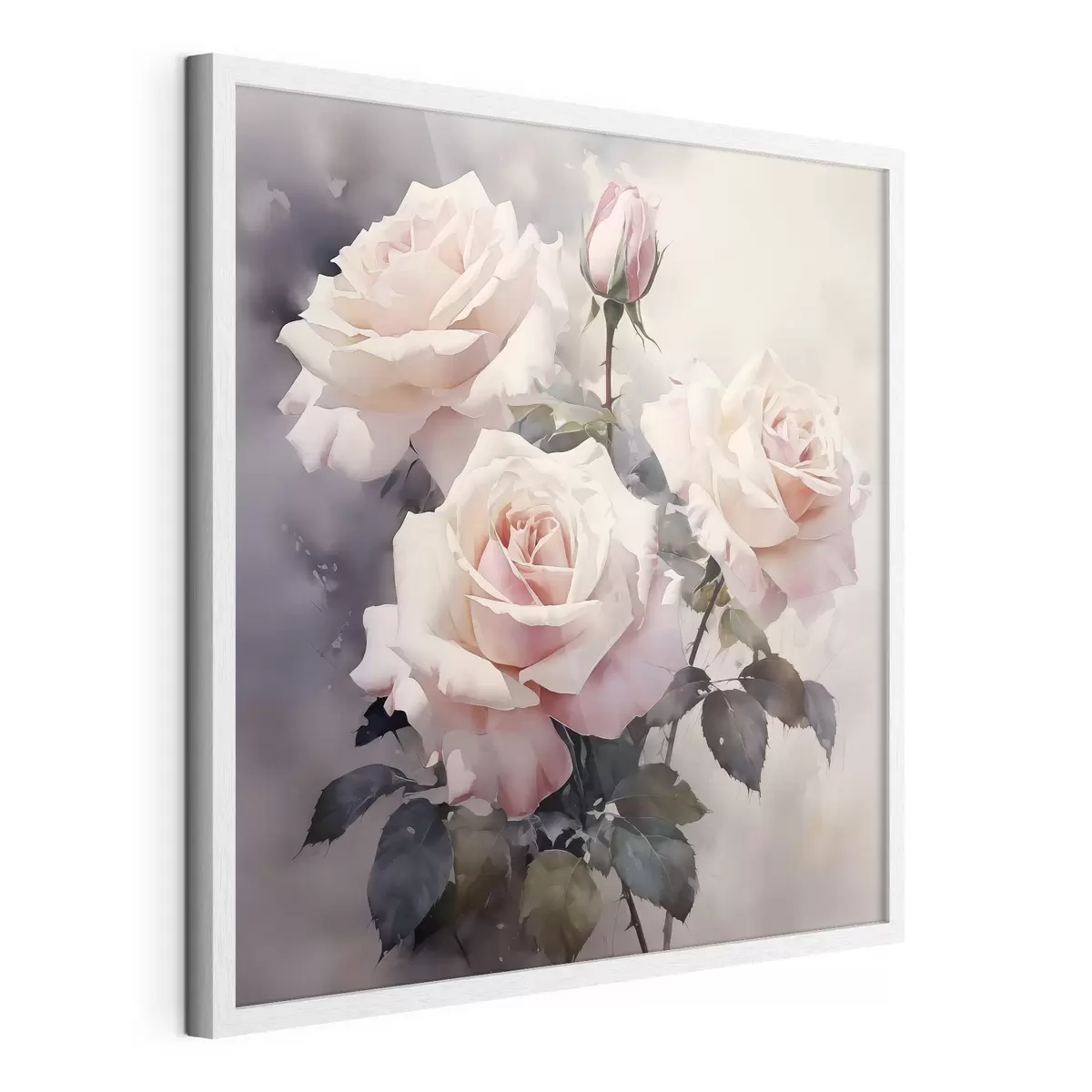 Poster Roses blanches et roses sur un fond aquarelle foncé f39927