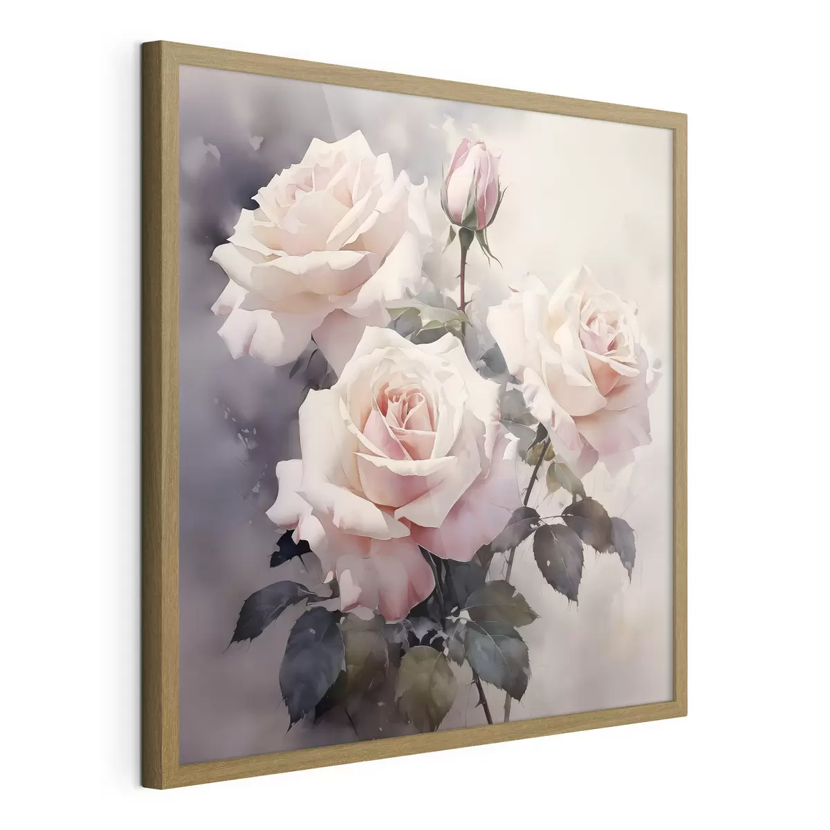 Poster Roses blanches et roses sur un fond aquarelle foncé f39927
