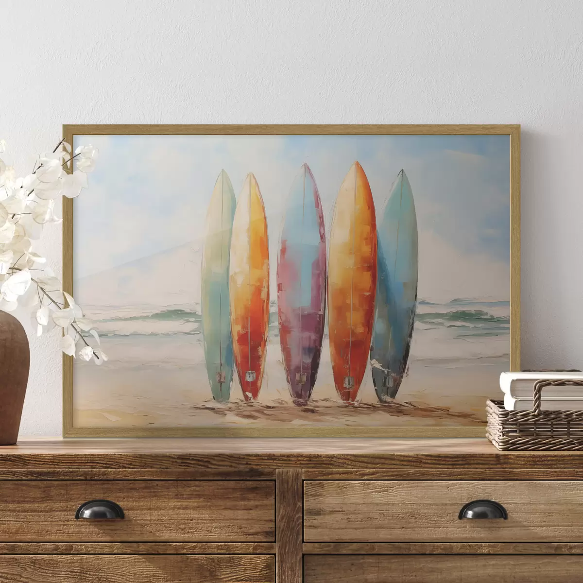Poster Peinture de planches de surf sur la plage f39938