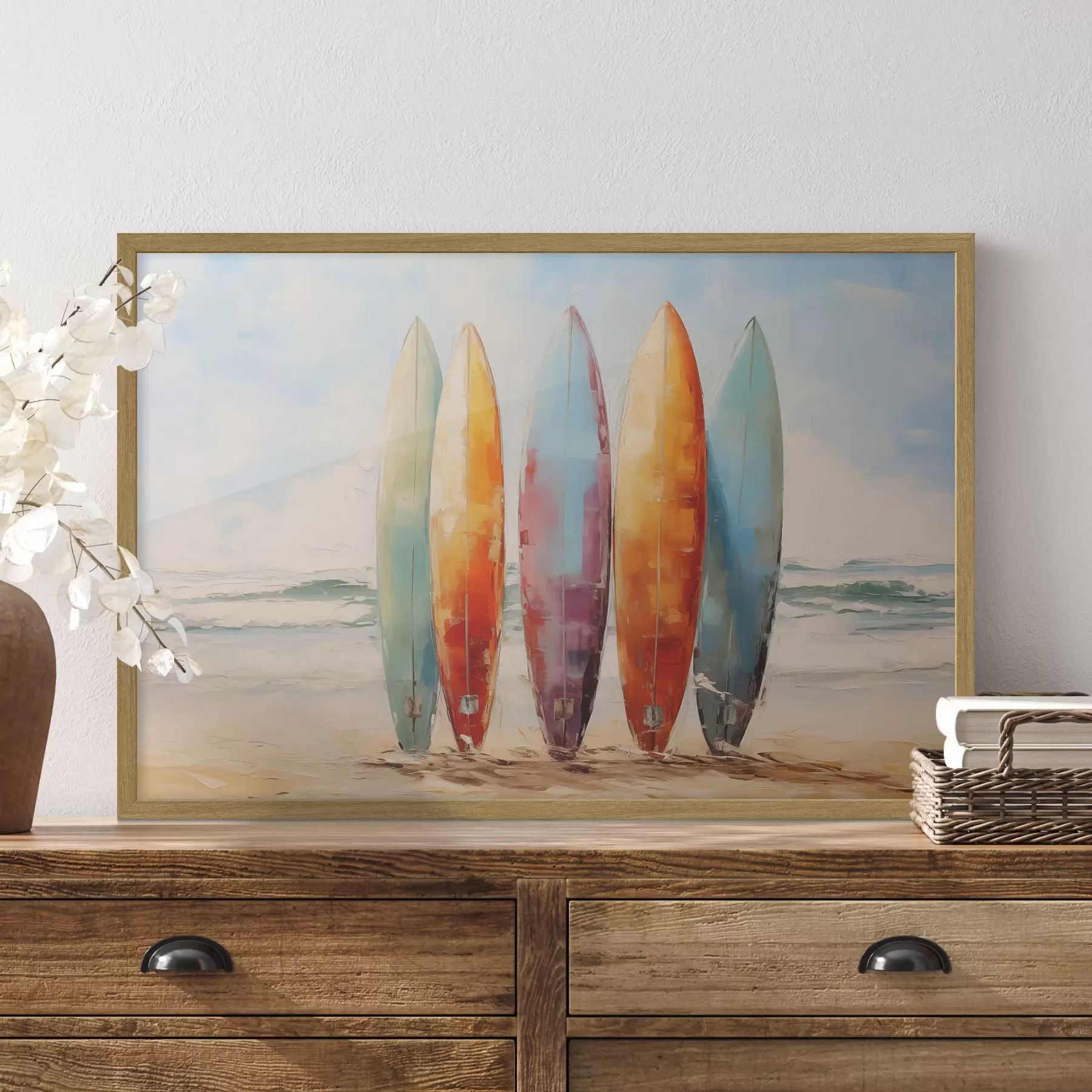 Papier peint Peinture de planches de surf sur la plage f39938