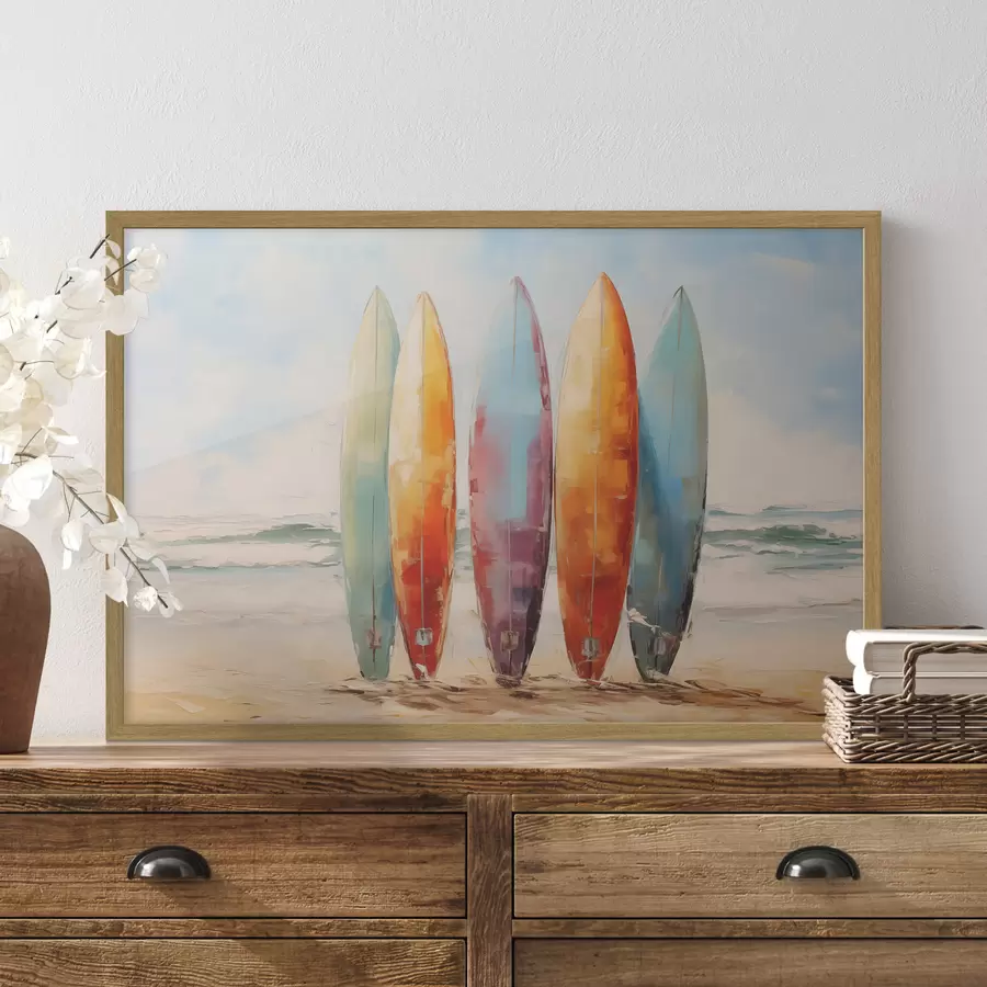 Papier peint Peinture de planches de surf sur la plage f39938