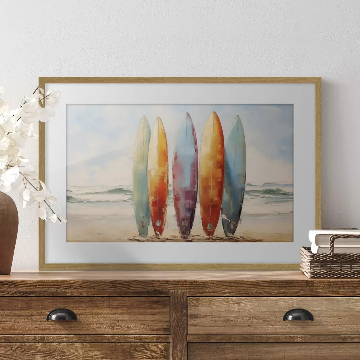 Poster Peinture de planches de surf sur la plage f39938
