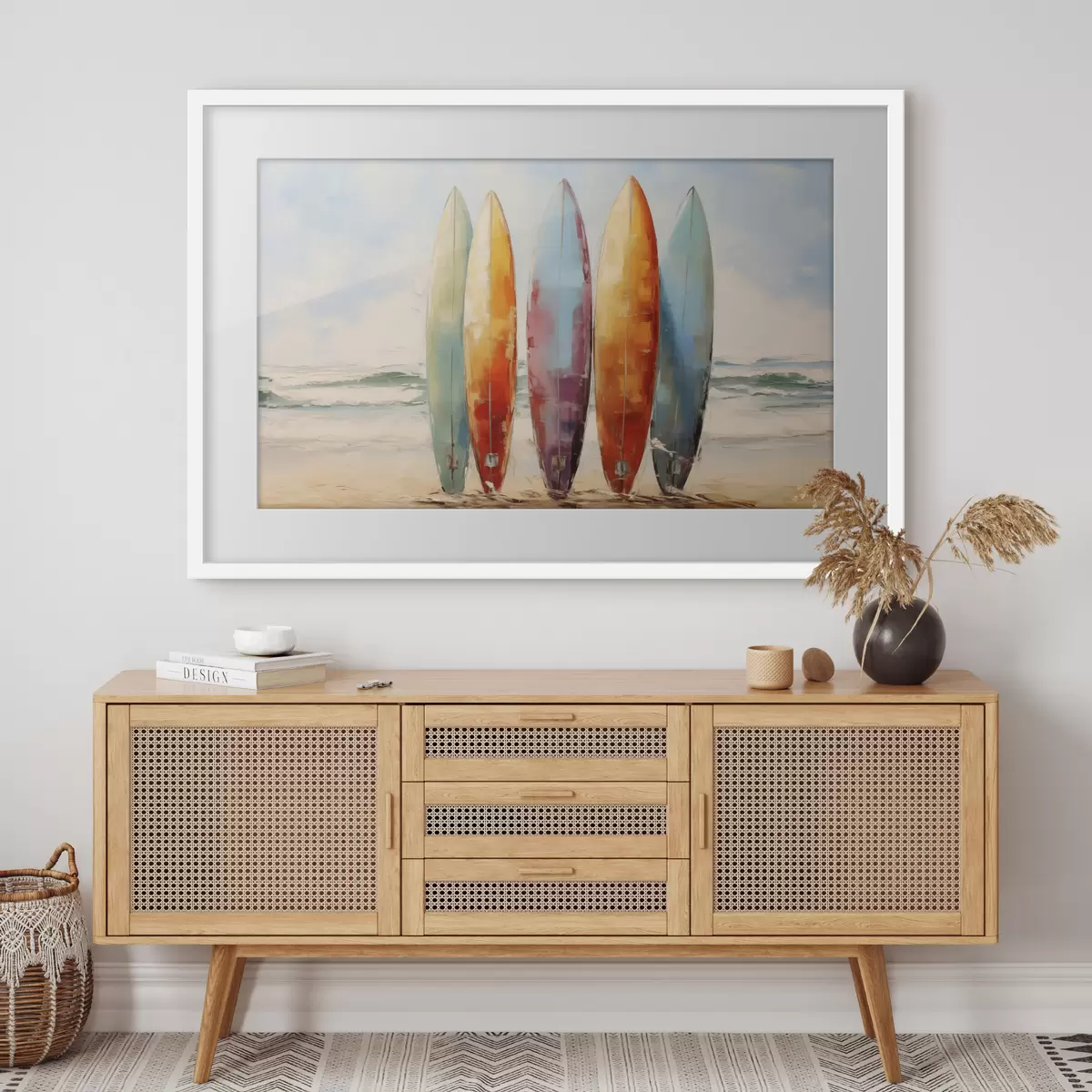 Poster Peinture de planches de surf sur la plage f39938