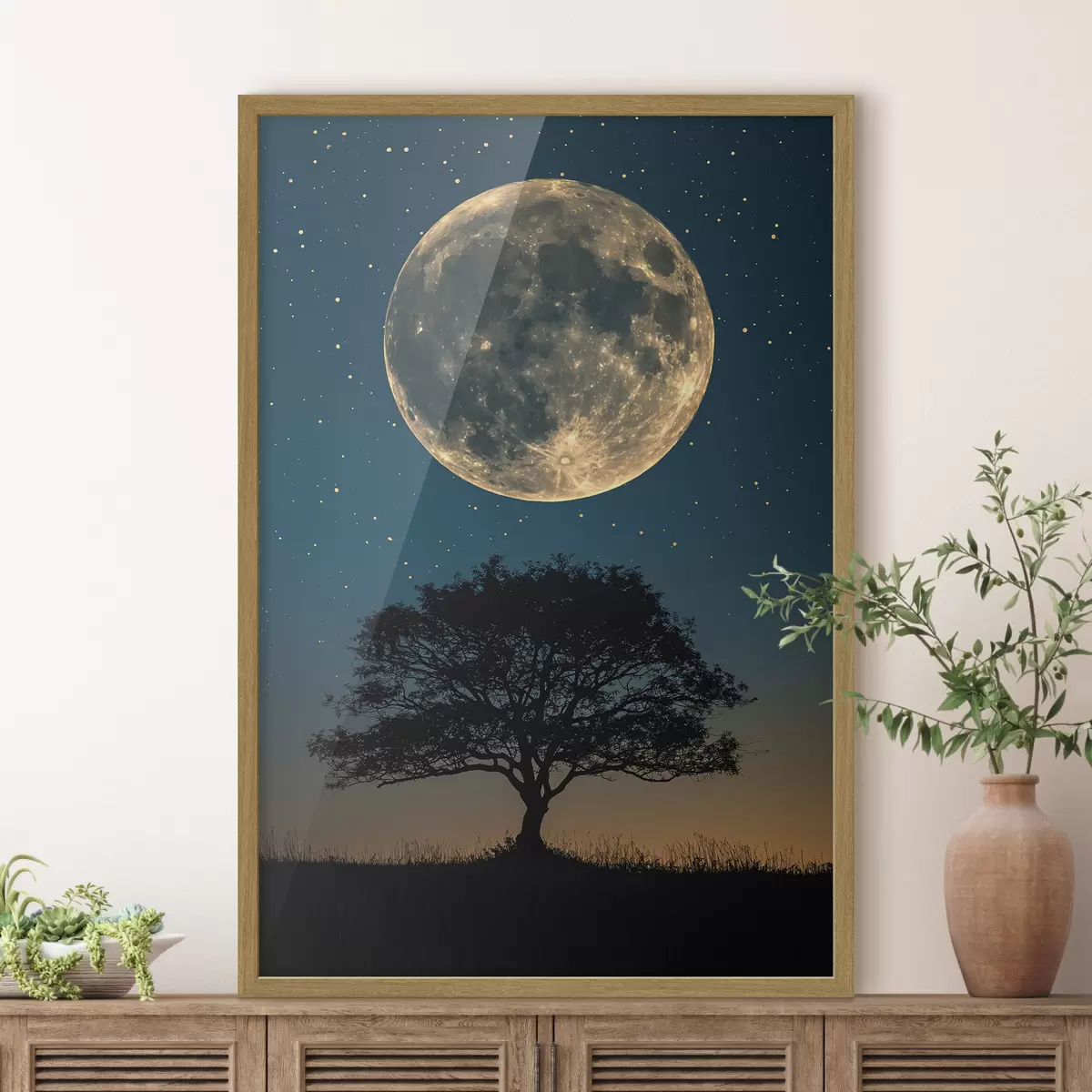 Poster Pleine lune, arbre f40008
