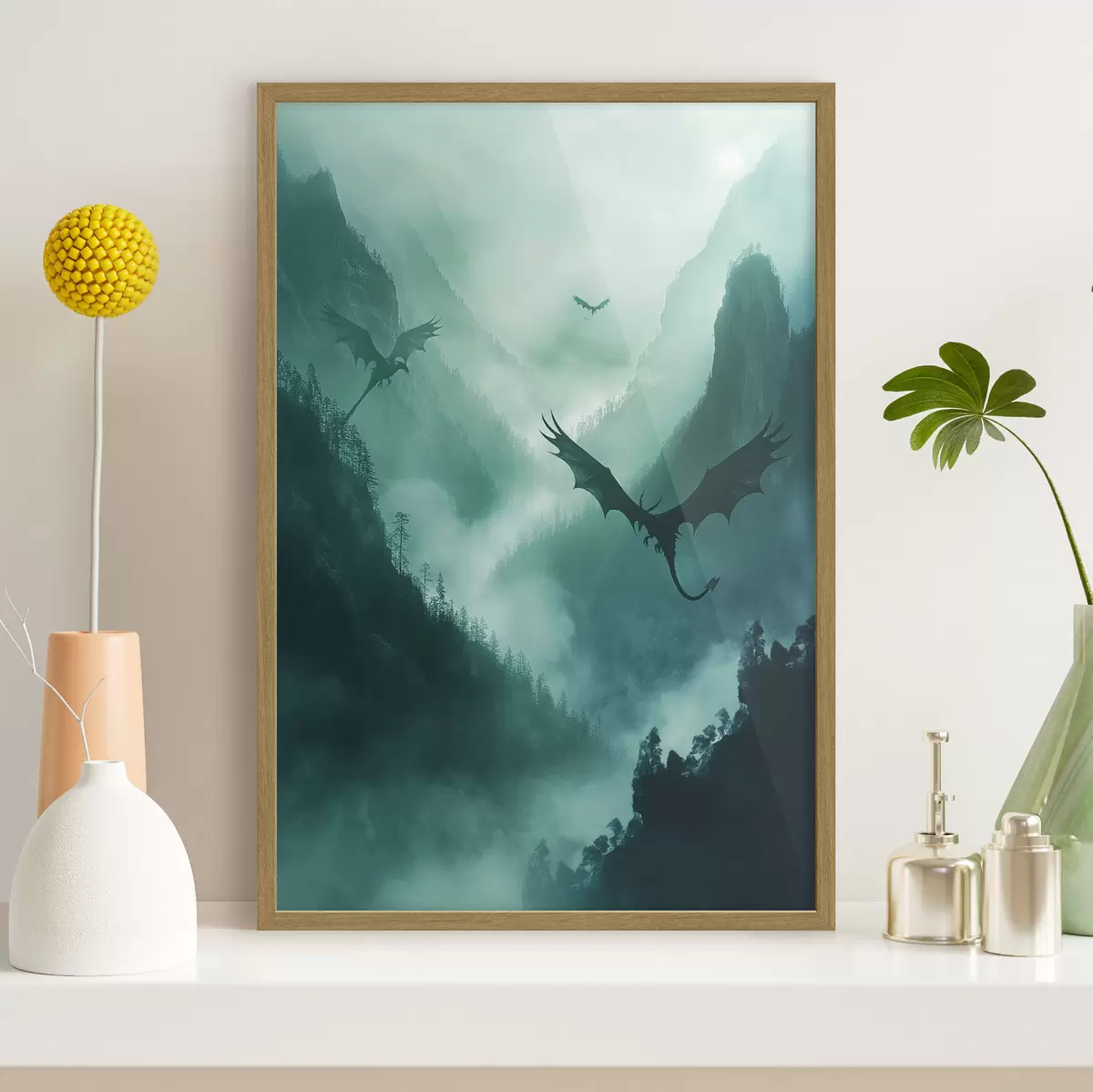 Poster Deux dragons, verts f40011