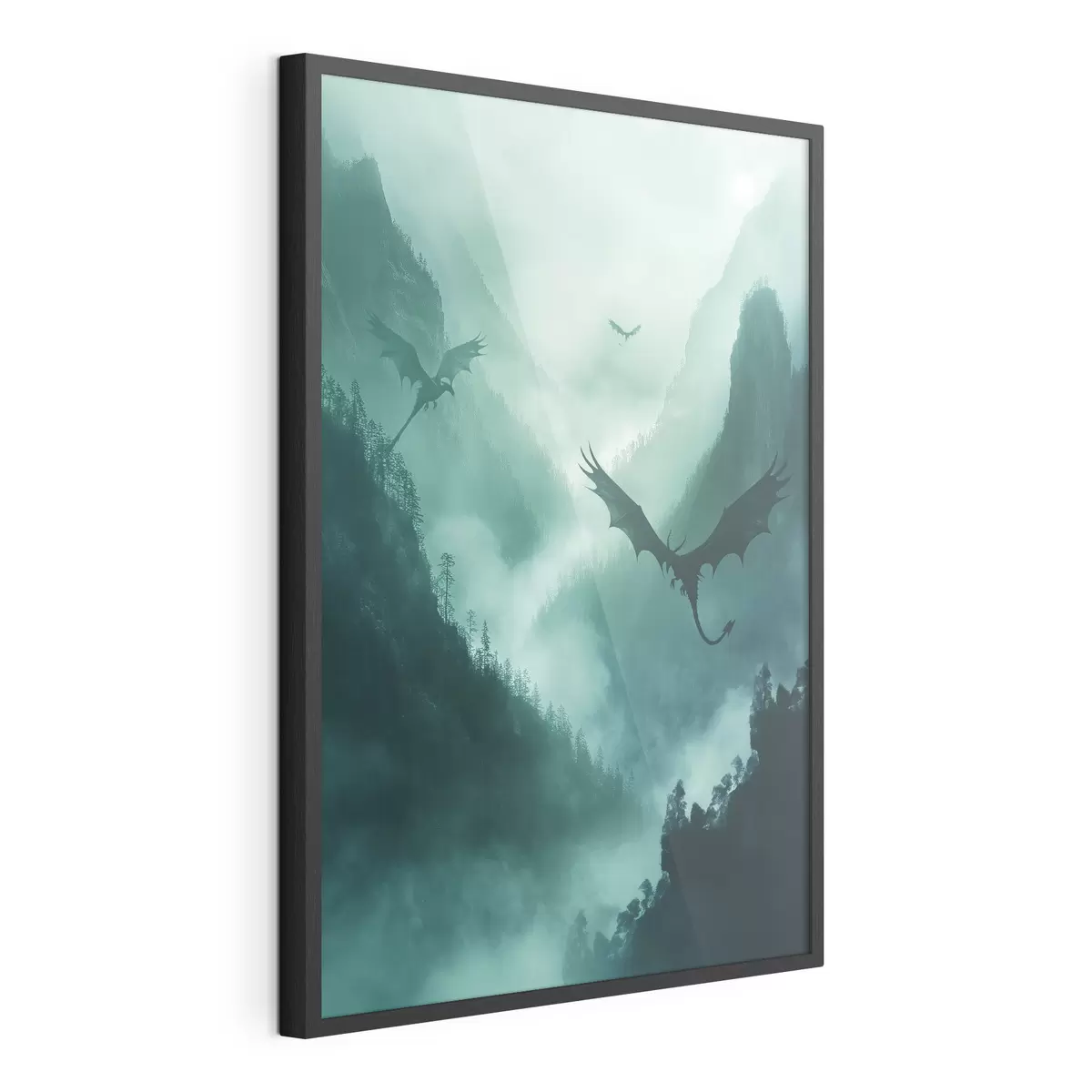Poster Deux dragons, verts f40011