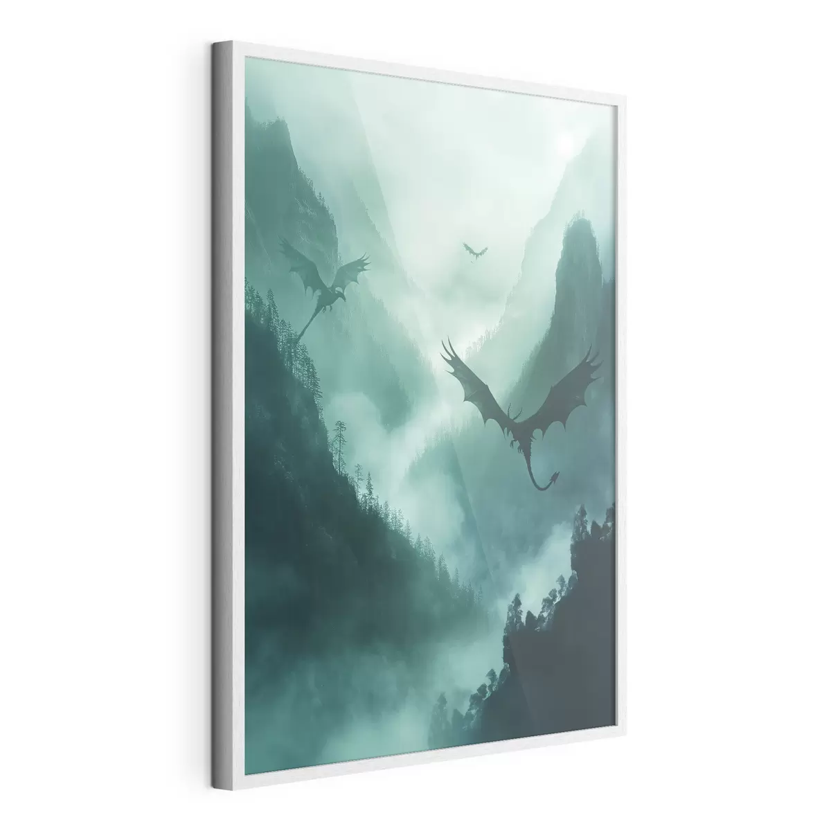 Poster Deux dragons, verts f40011
