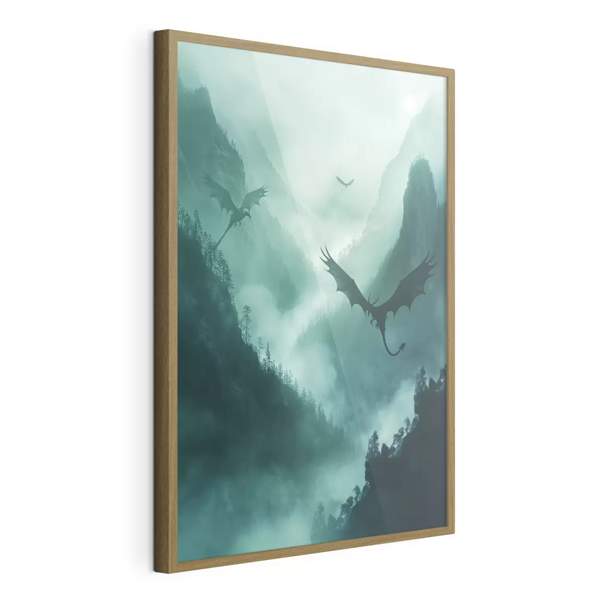 Poster Deux dragons, verts f40011