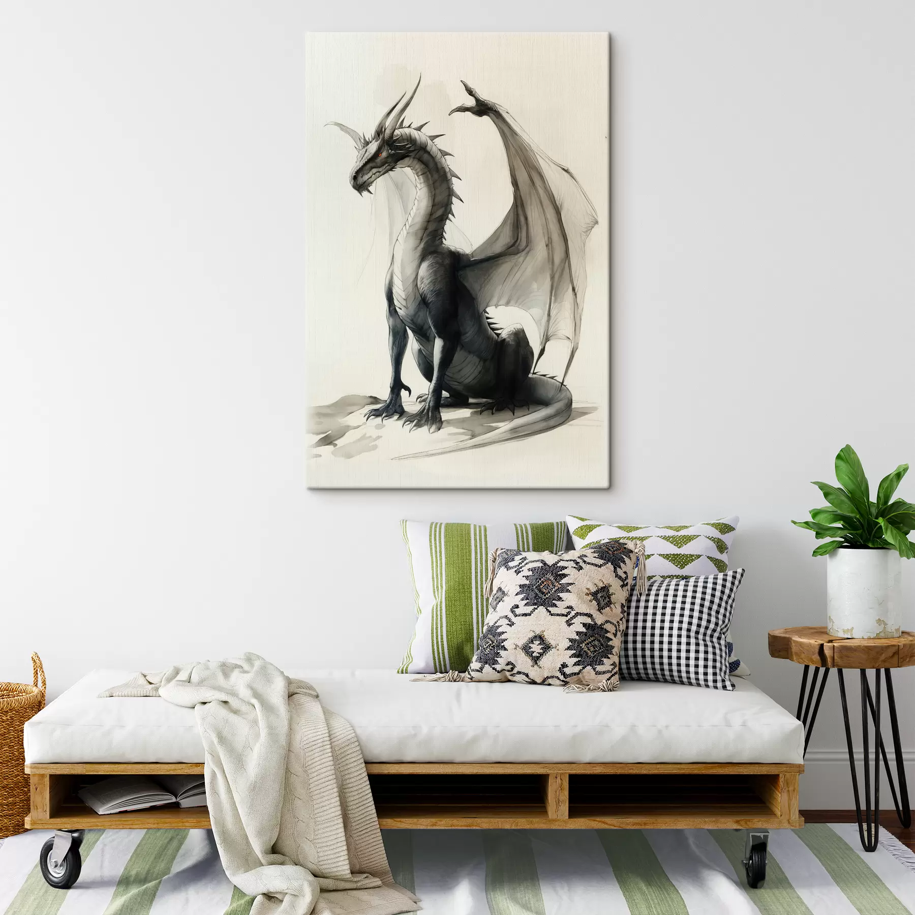 Tableau Dragon,peintures,aquarelle,beige s40003