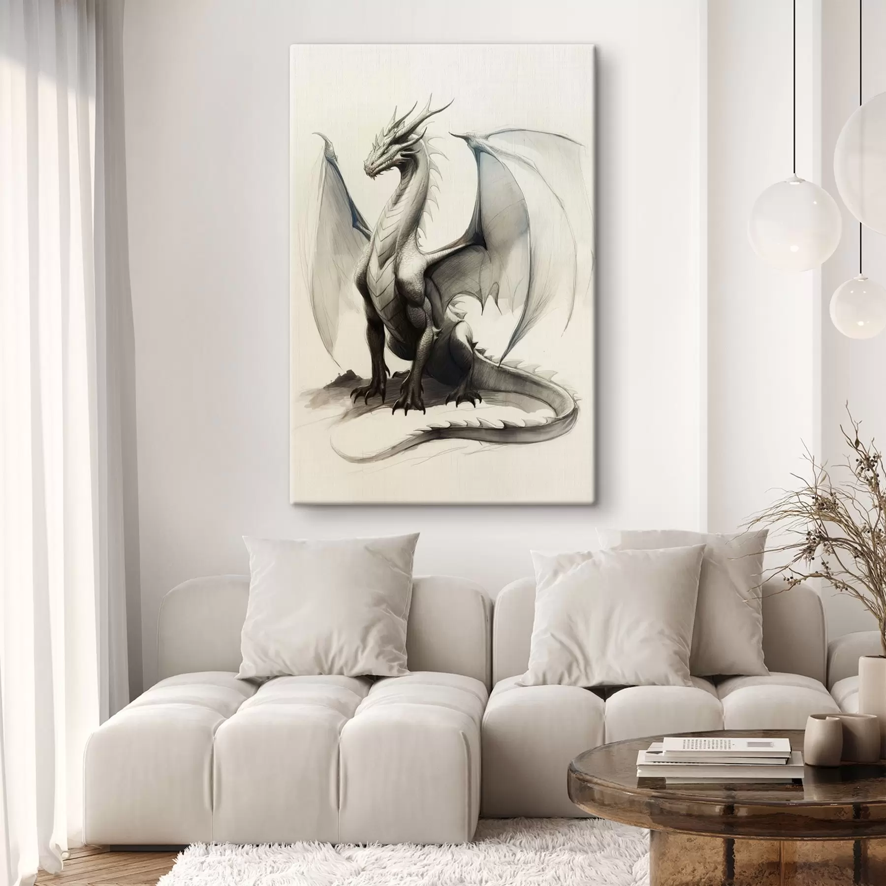 Papier peint Dragon,peintures,aquarelle,beige s40004